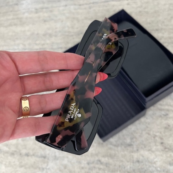 Prada PR 23YS Square Oversized Sunglasses Black Pink Yellow Tortoise w/ Box - Picture 8 of 11